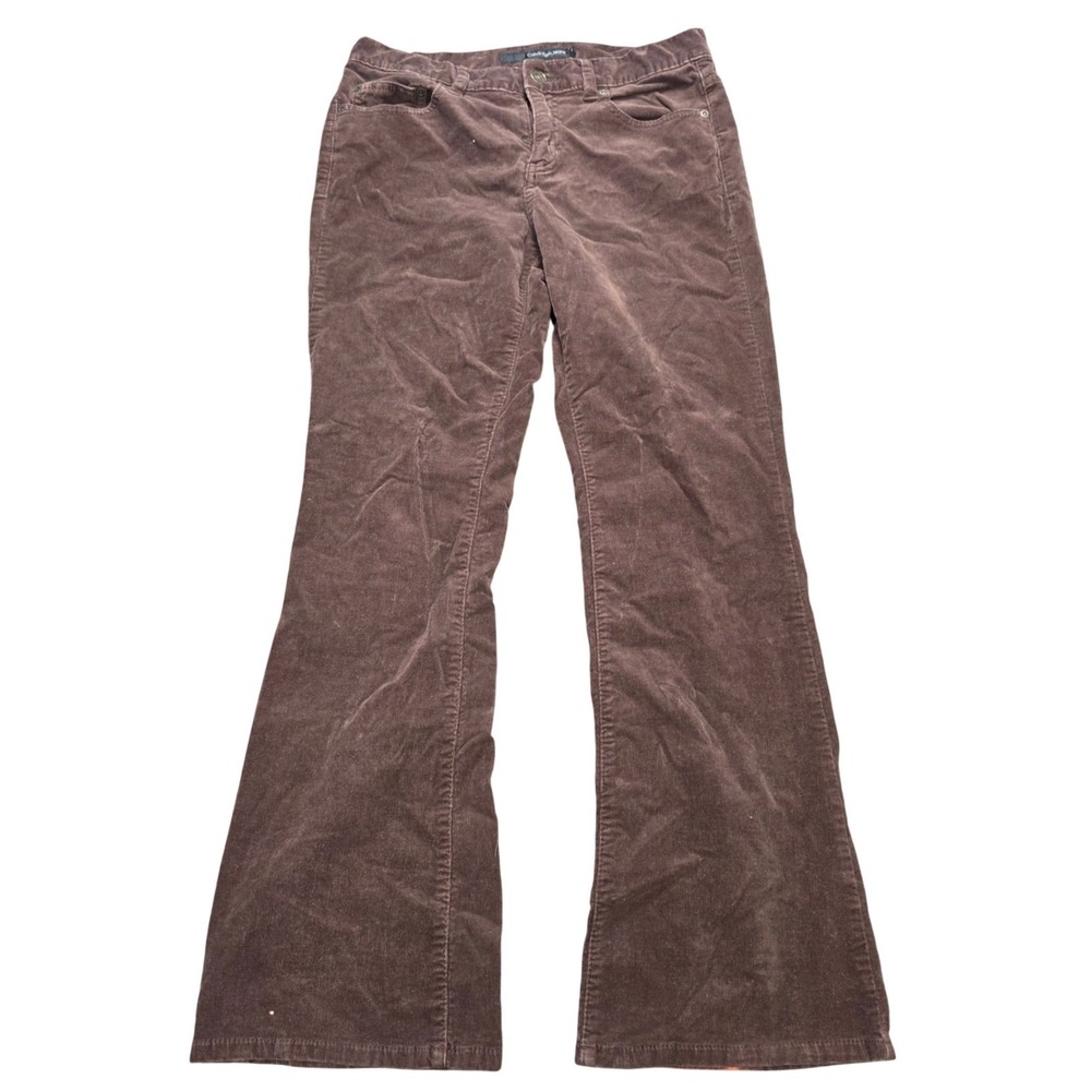 Calvin Klein Jeans Corduroy Flare Leg Pants Women's Size 8 Brown Mid Rise Cotton